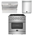 30 Inch Gas Range, Wall Mount Range Hood, Dishwasher S6807
