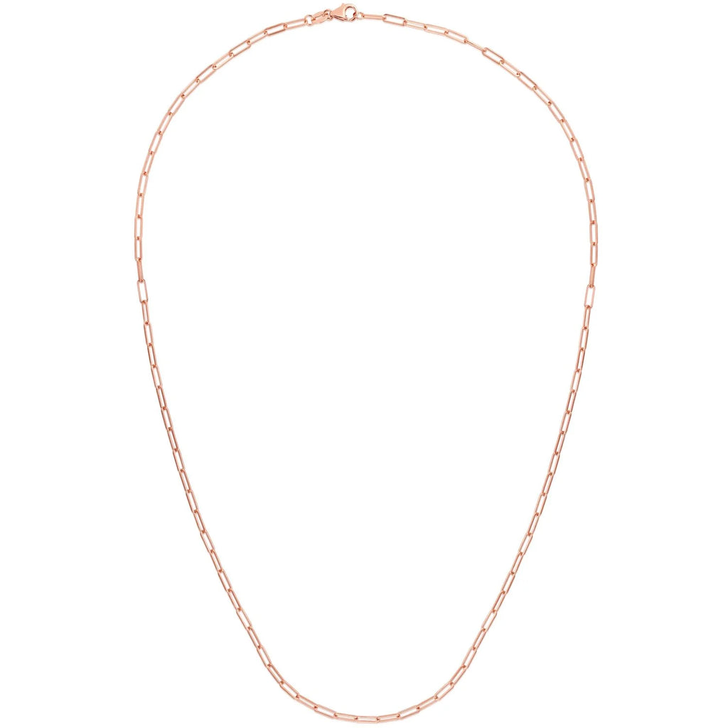 14K Rose Gold Paperclip Chain Necklace 16"-24" A9975
