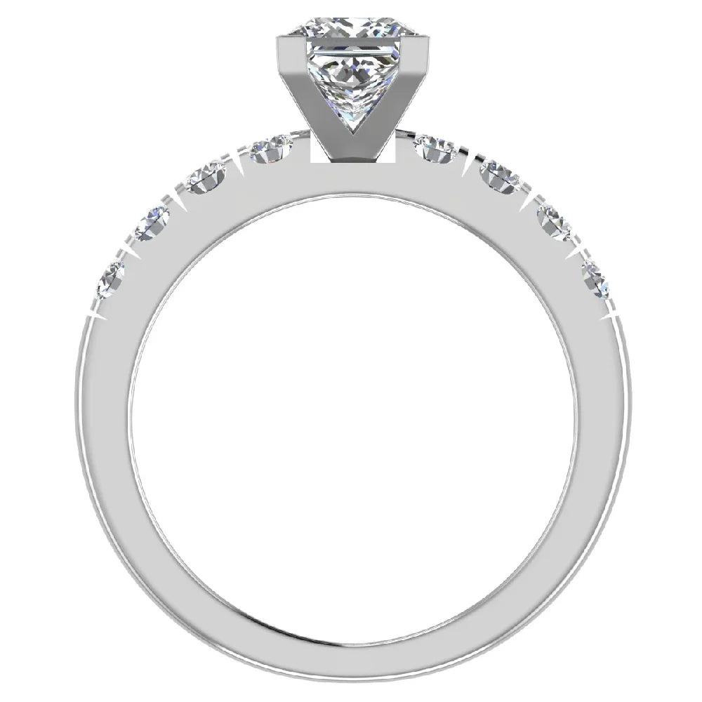 Princess Solitaire Diamond Ring 18K White Gold 1.20 Carat B866