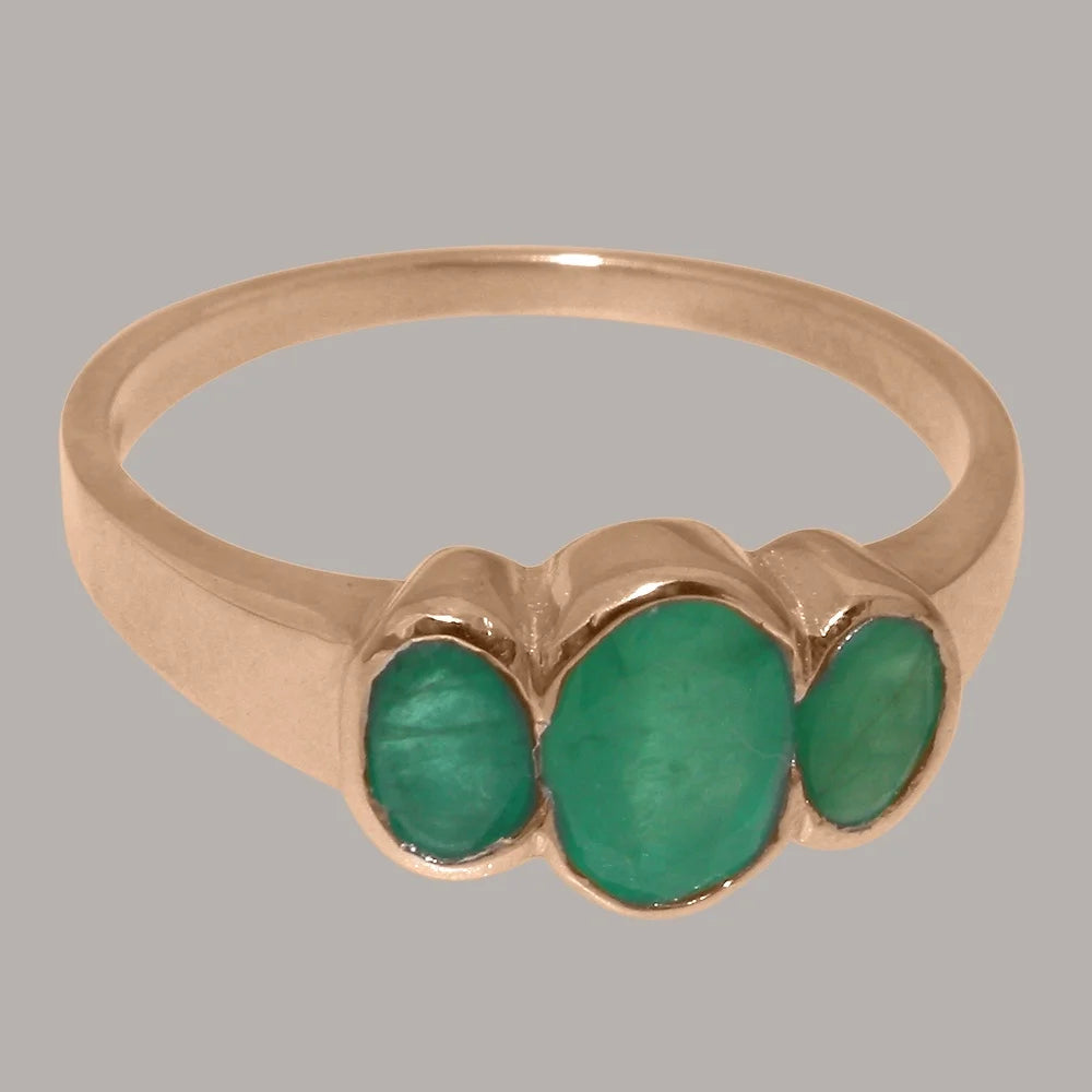 10k Rose Gold Natural Emerald Womens Ring D8066