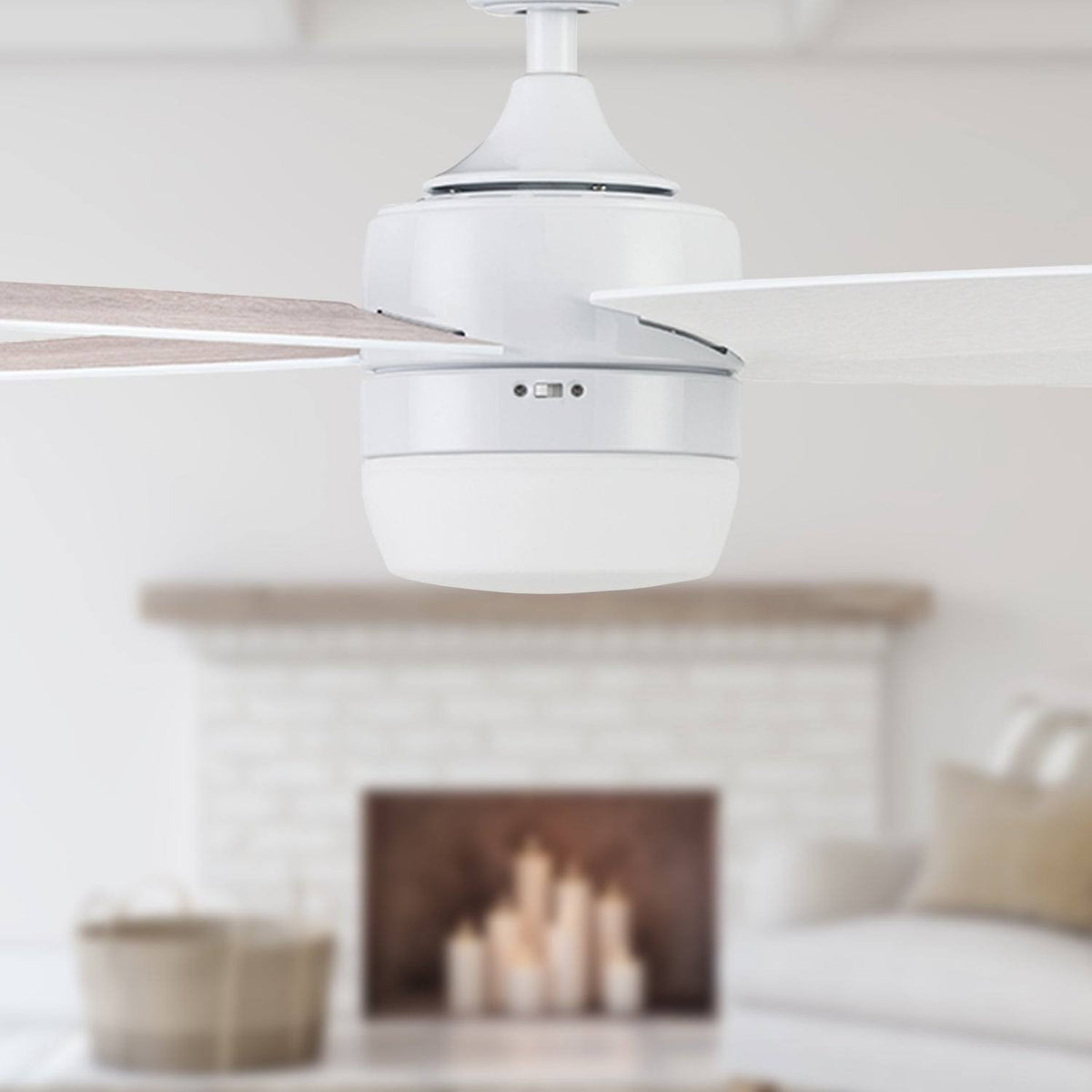 Bright White Indoor Ceiling Fan with Remote D281521