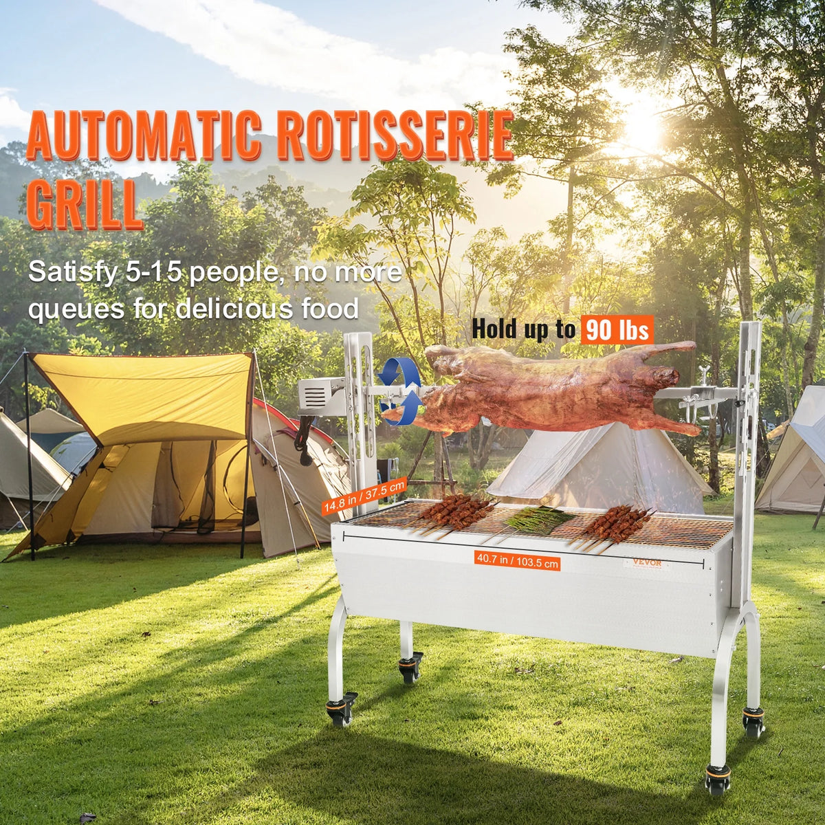 50W 90lbs Rotisserie BBQ Grill Y873