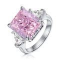 Pink Gemstone Three Stone Sterling Silver Ring L680