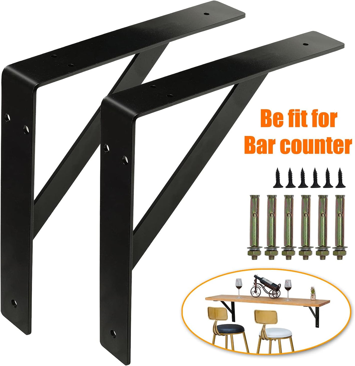 16'' x 12'' Black Heavy Duty Shelf Bracket O412