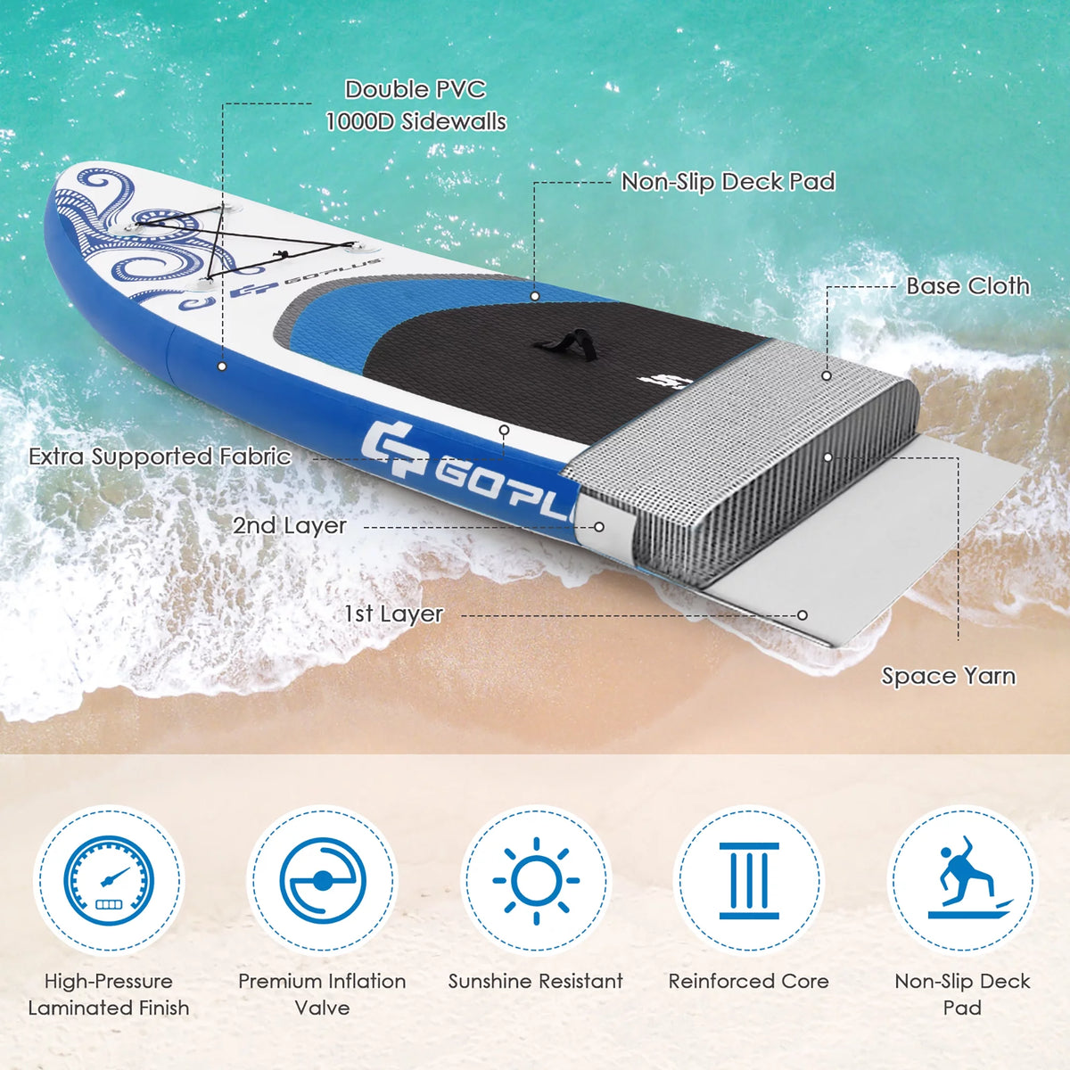 10.5' Inflatable Stand Up Paddle Board J117800