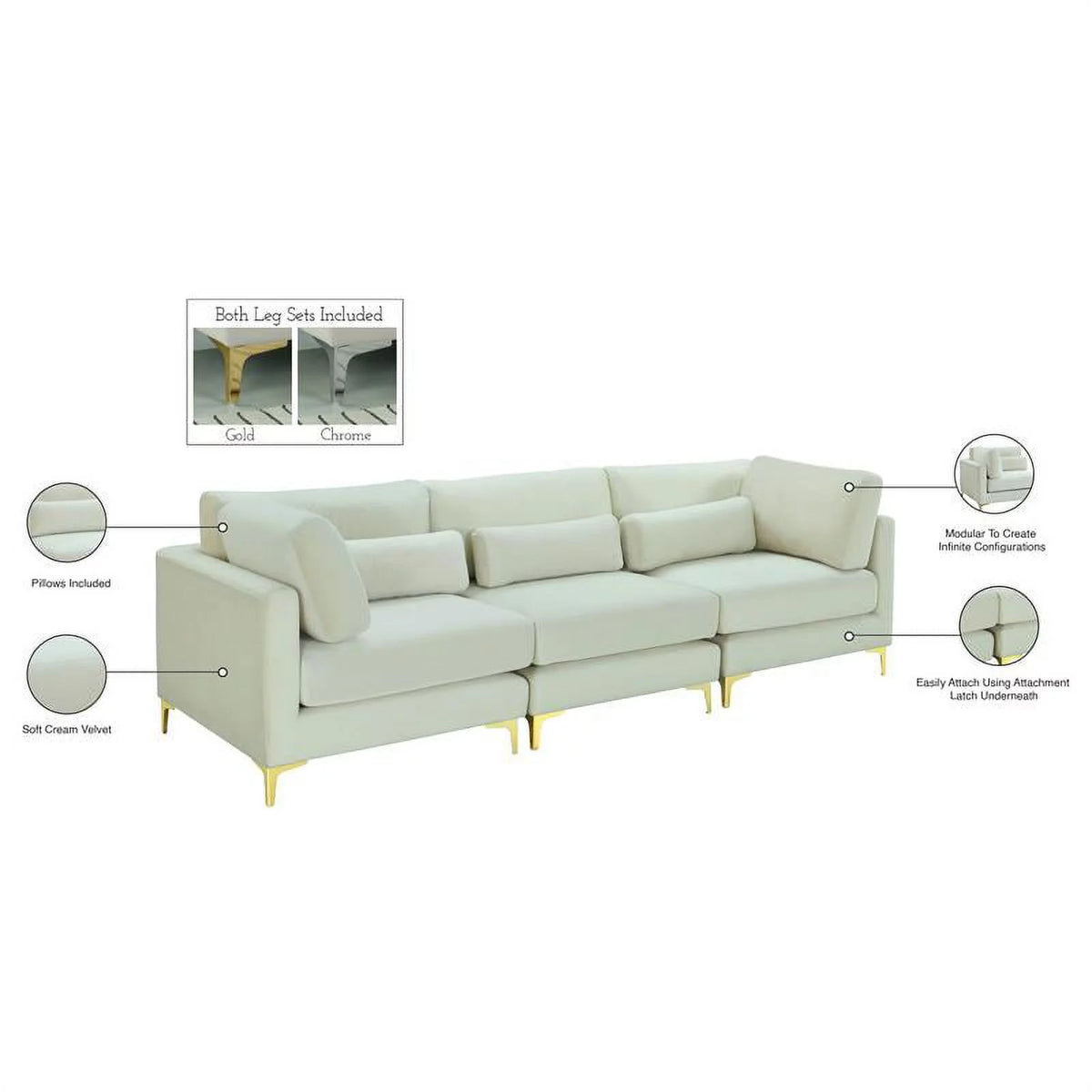 Cream Velvet Modular Sofa X820