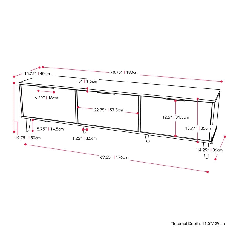 Dark Gray Engineered Wood TV Stand with Closed Storage N441653