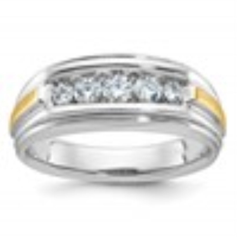 14k Two-tone Gold Men's 5-Stone 1/2 Carat Lab Grown Diamond Ring E924083