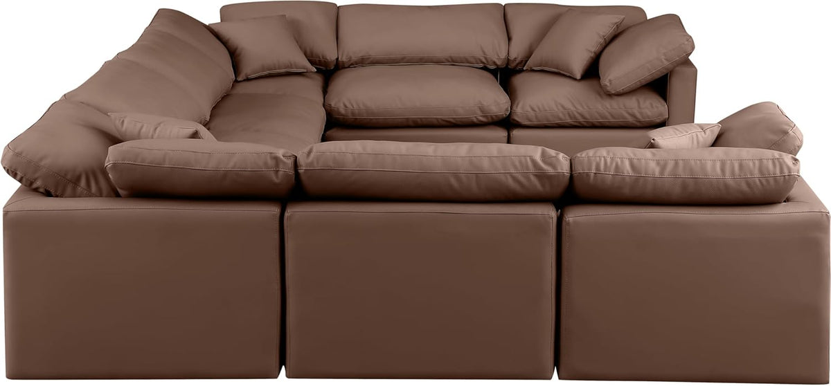 Brown Vegan Leather Sectional E49041