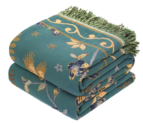Beige 100% Organic Cotton Throw Blanket 80" x 90" D739