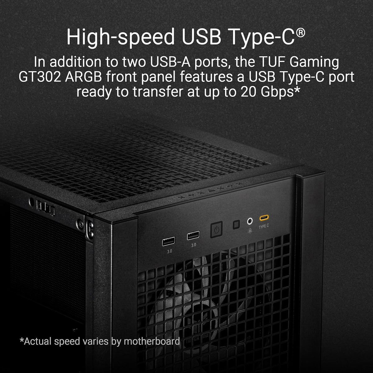 Black ATX Mid-Tower PC Case with Four 140 x 28 mm ARGB Fans and Interchangeable Tempered Glass or Mesh Side Panels C21001