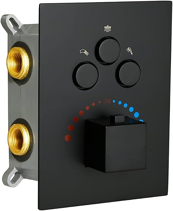 3-Way Thermostatic Shower Diverter Mixer Valve in Matte Black A396648