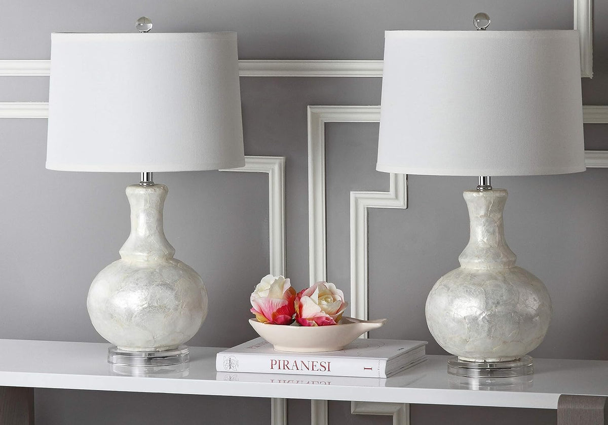 White Capiz Shell Table Lamp Set of 2 L1473