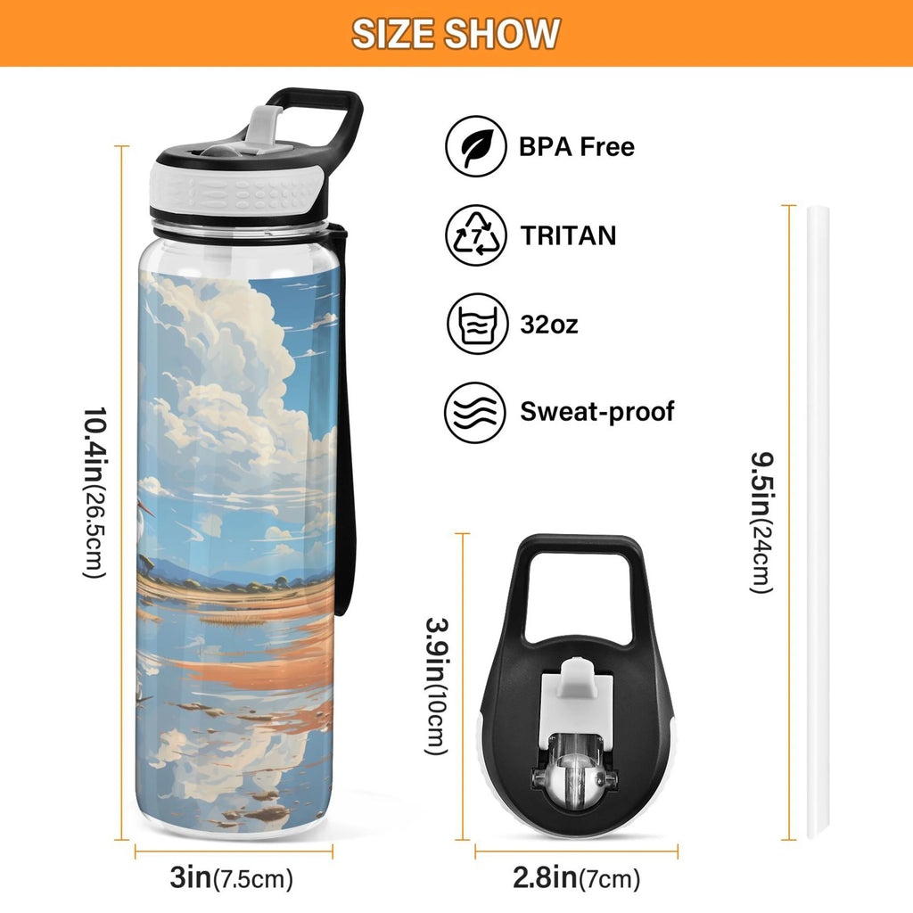32oz Tritan Leakproof Clear Sports Water Bottle E482