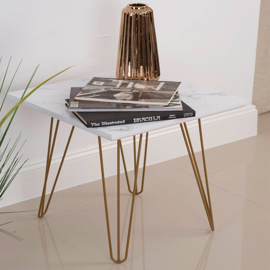 White Gold Gloss Wood Top Table O16012