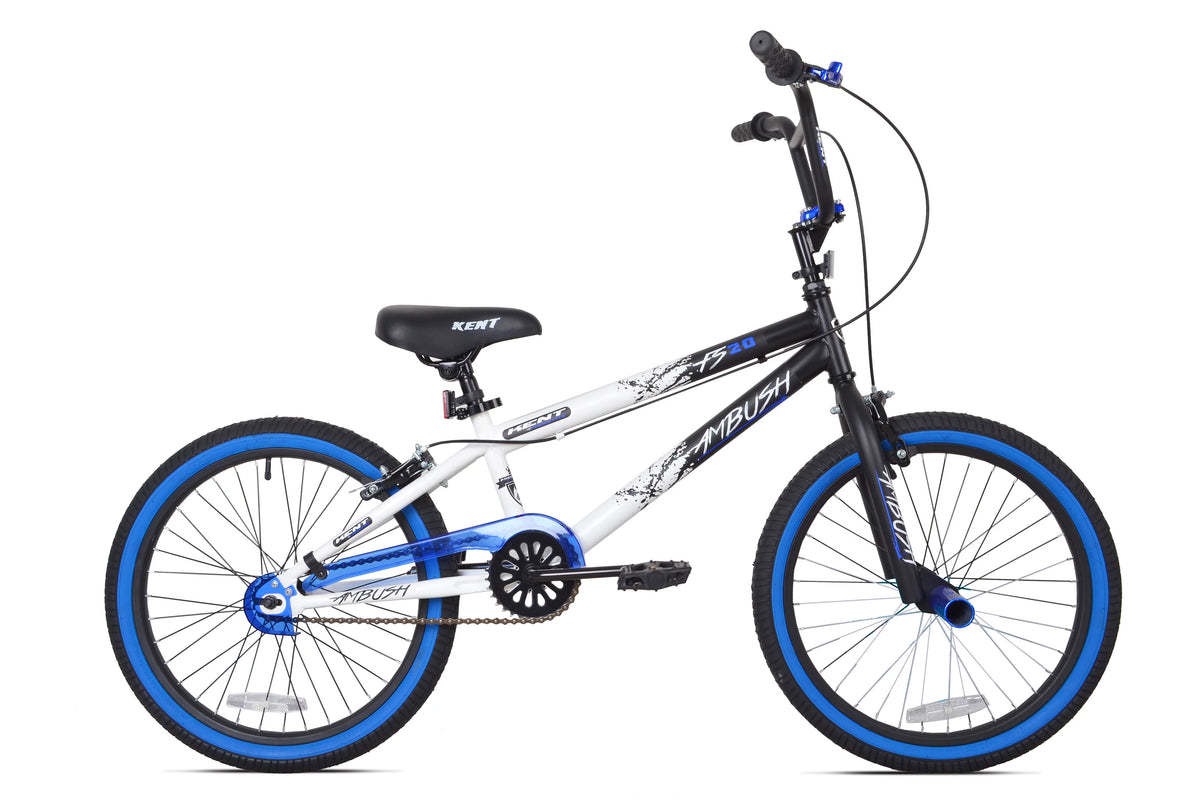 20 In. Boy's BMX Bike, Black with Blue and White Accents B33632