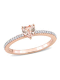 10K Rose Pink Gold Morganite Heart Promise Ring with Diamonds S49487