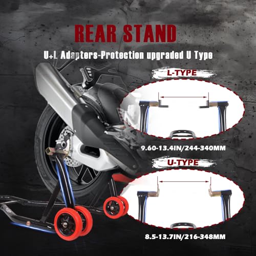 850lbs Front and Rear Motorcycle Stands with Adapters L350