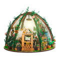 DIY Miniature Dollhouse Kit Wooden Flower Green House with LED Light N810