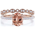 Minimalist 2.00 Carat Oval Cut Morganite And Diamond Moissanite Engagement Ring In 10k Solid Rose Gold E614357