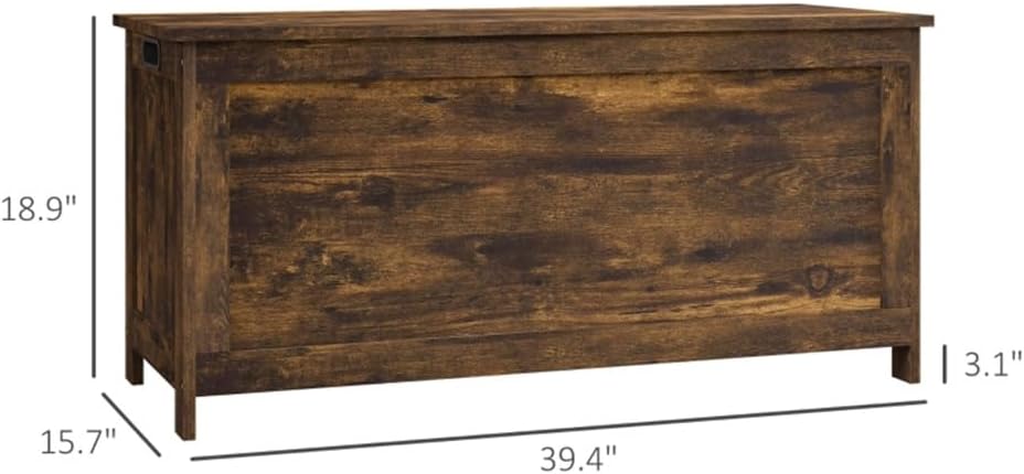 Large Wooden Storage Chest Trunk with Lid, Brown W11627