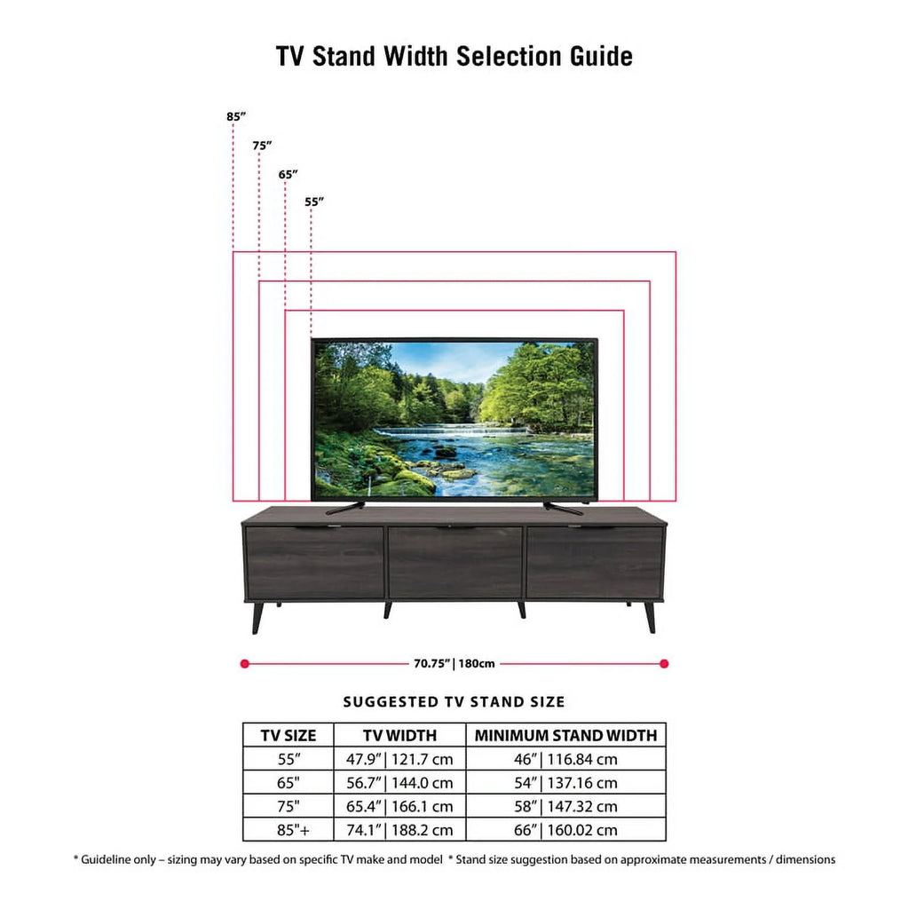 Dark Gray Engineered Wood TV Stand with Closed Storage N441653