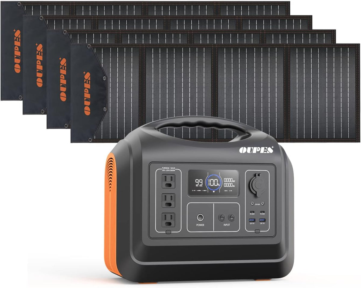 Portable Power Station 1800W, Solar Generator 1488Wh (465000 mAh) LiFePO4 Battery Backup with 120V (4000W Peak) AC Outlets F364
