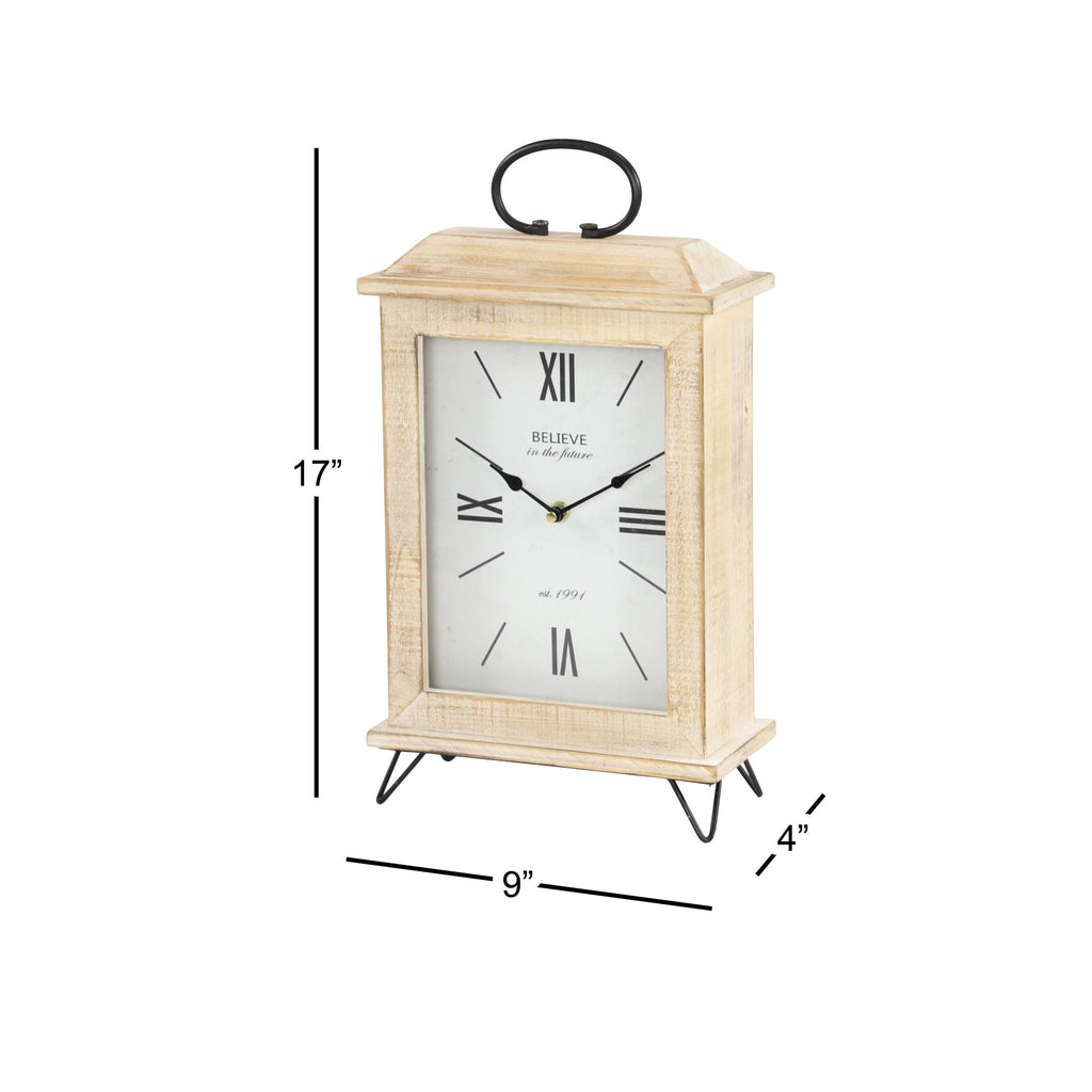 Rectangular Beige Wooden Table Clock N46871