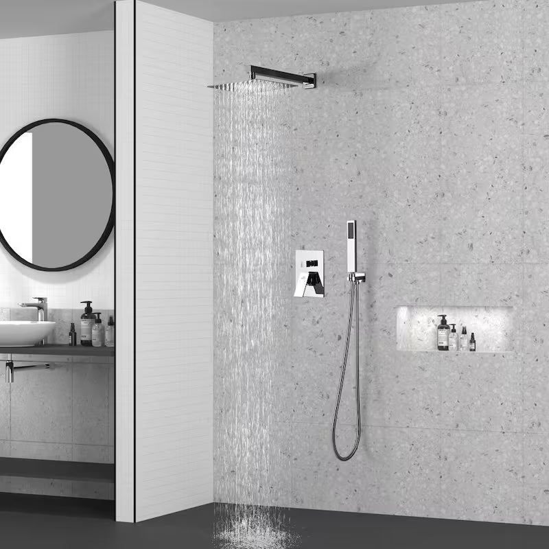 10 in. Wall Mount Dual Shower Heads with Hand Shower Faucet in Chrome G31768