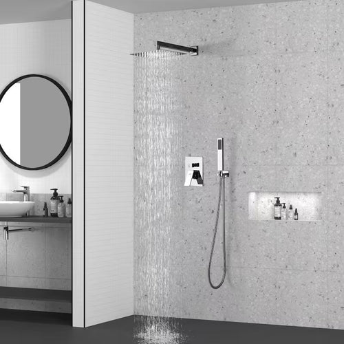 10 in. Wall Mount Dual Shower Heads with Hand Shower Faucet in Chrome G31768