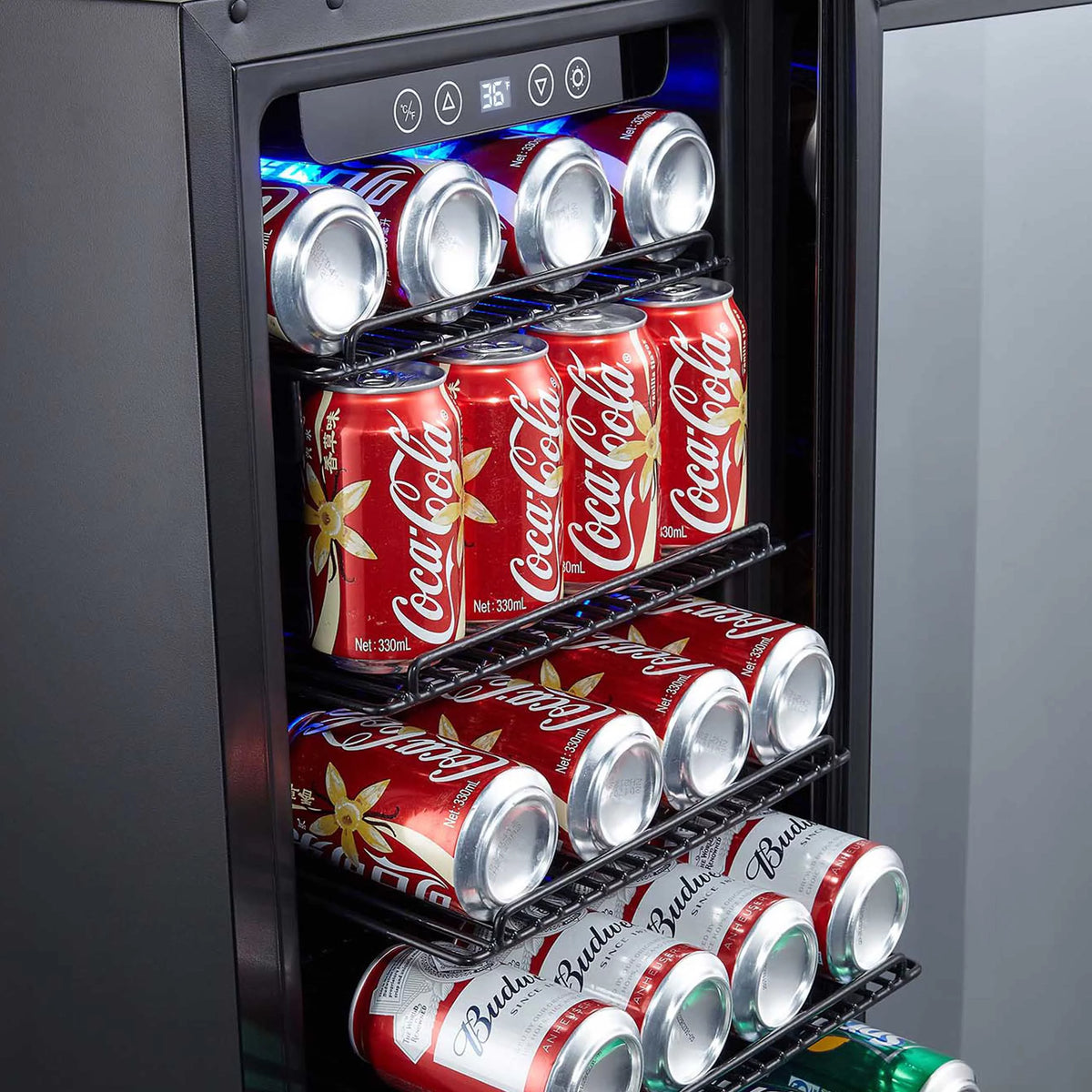 15” 96 Can Built-in Beverage Fridge Black Stainless Steel R6777
