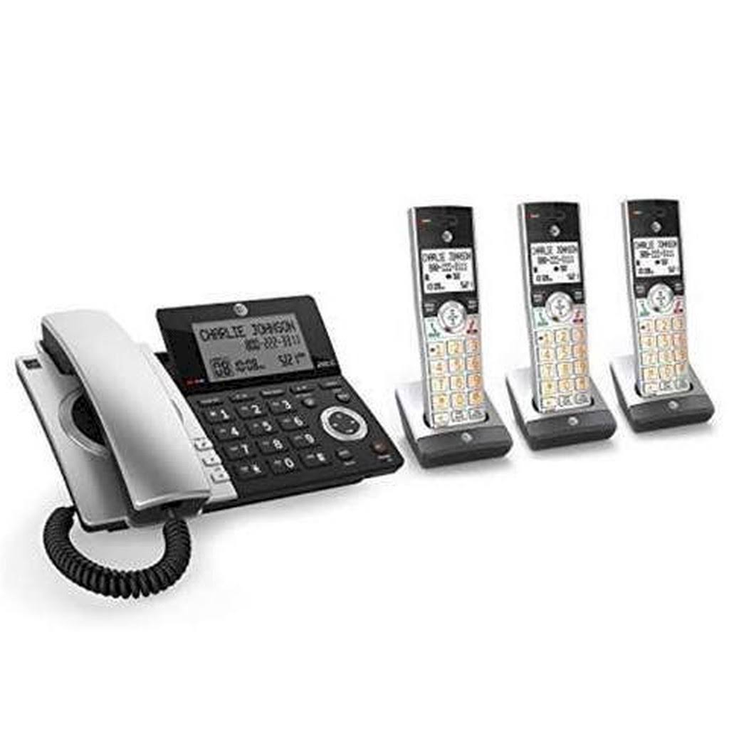Silver/Black Corded/Cordless Phone with 3 Handsets H52258
