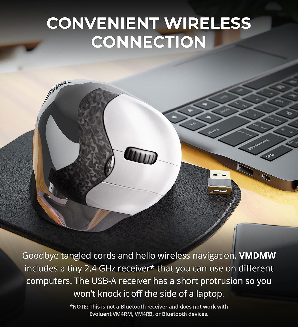 Ergonomic Mouse with Wireless USB Receiver, 4 USB Ports Z187541