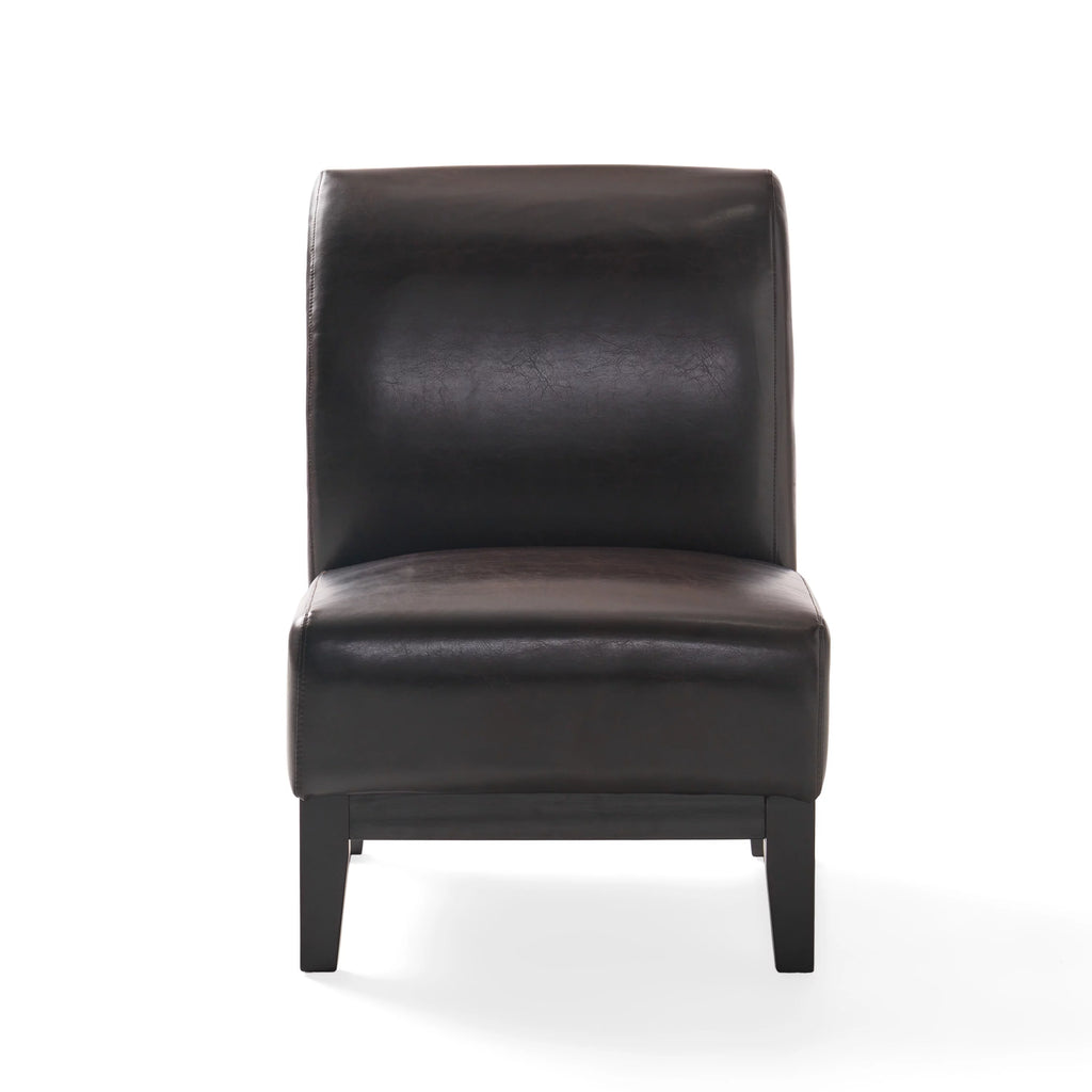 Brown Bonded Leather Slipper Chair Y85971