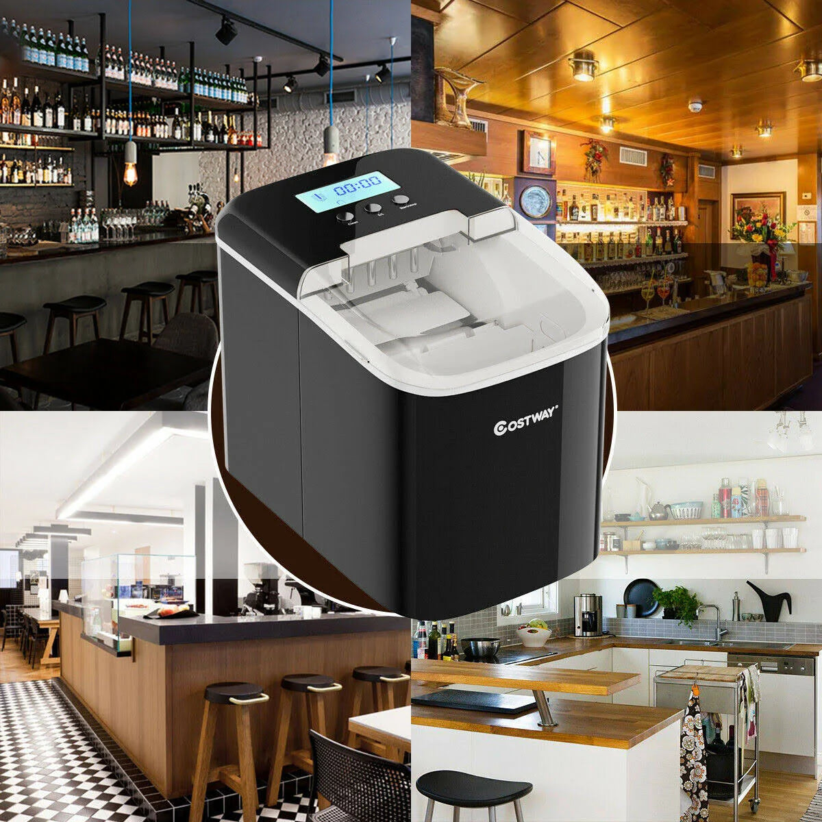 Black Countertop LCD Display Ice Maker with Ice Scoop B3699