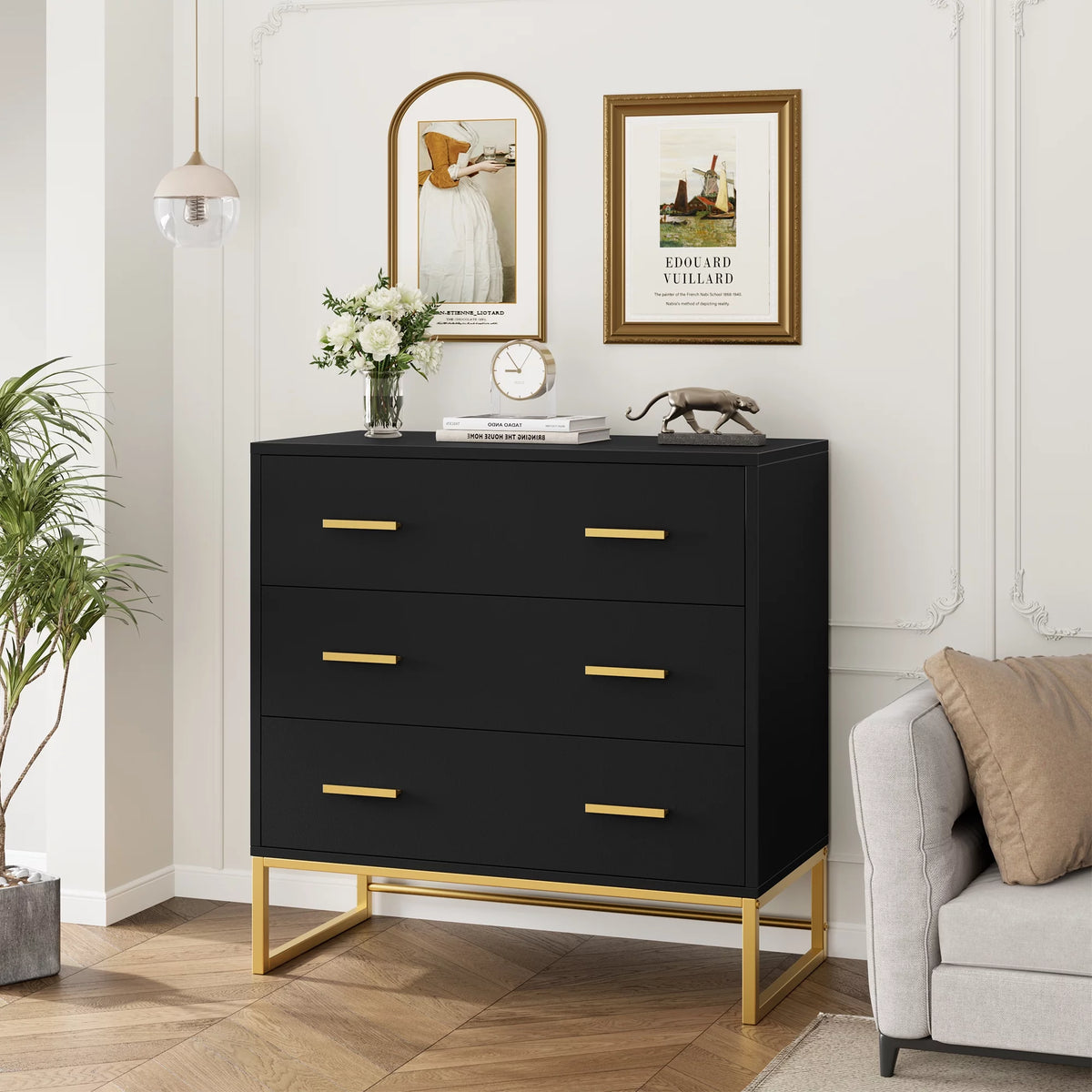 White 3 Drawer Wood Dresser M774