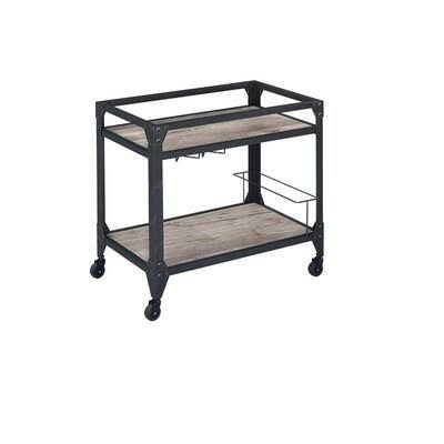 Rustic Oak & Charcoal Serving Cart B147