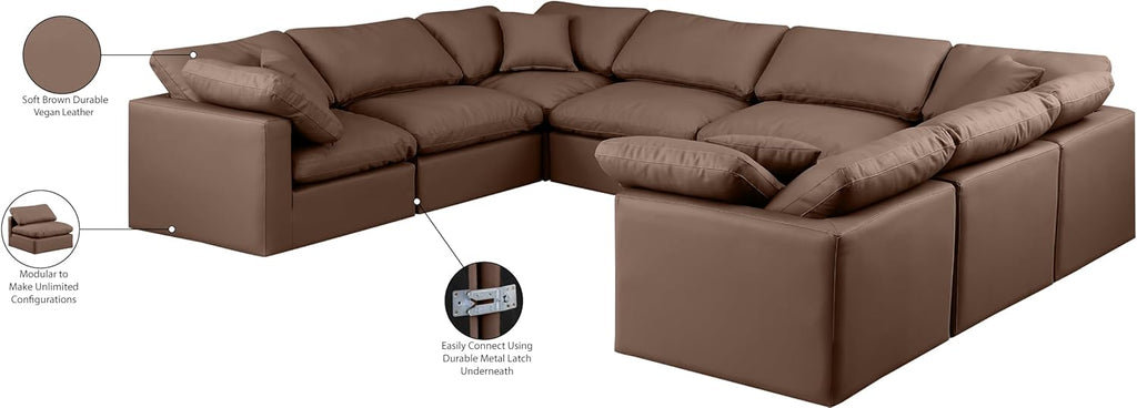 Brown Vegan Leather Sectional E49041