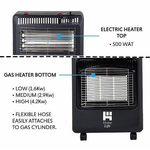 Black Foldable Propane and Electric Cabinet Heater Q9823