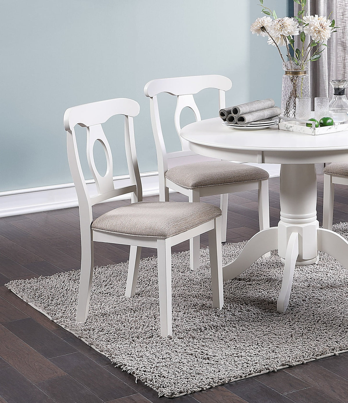5pc Round Dining Table Set with 4 Cushion Chairs Rubberwood I646