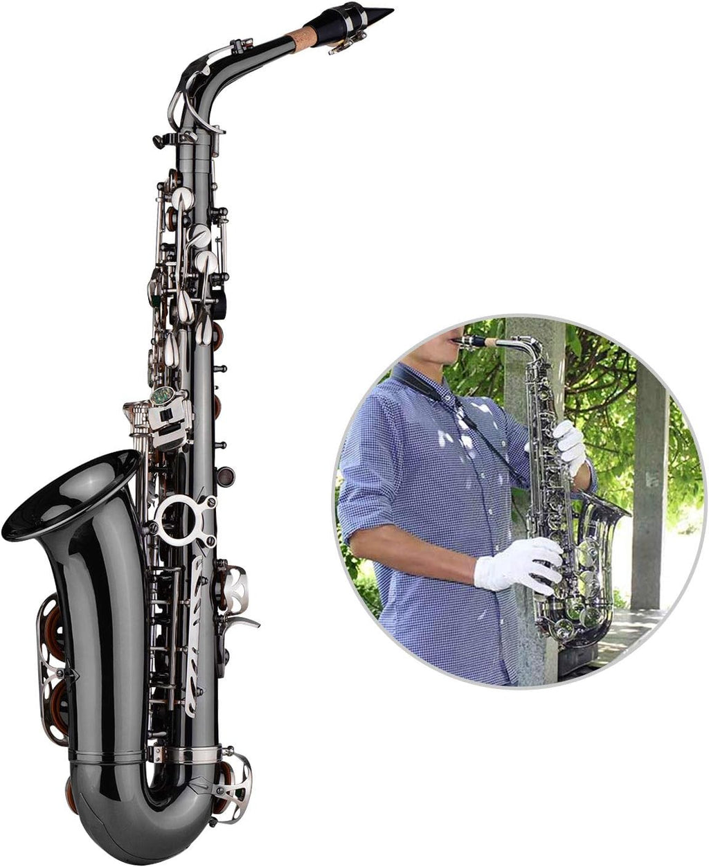 Black Nickel Plating Alto Saxophone with Carrying Case S70598