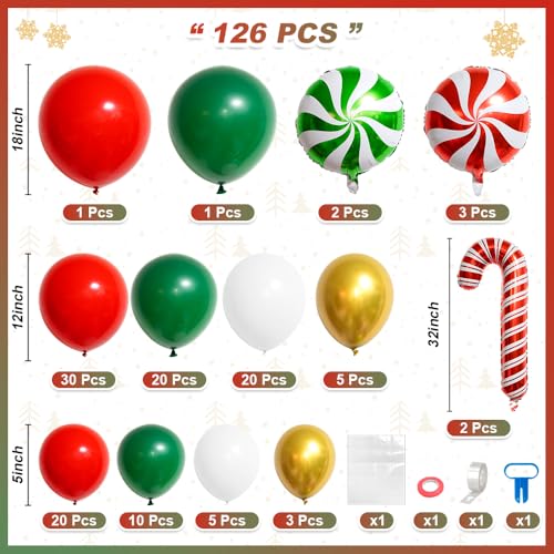 Red Green White Christmas Balloon Garland Arch Kit L74121