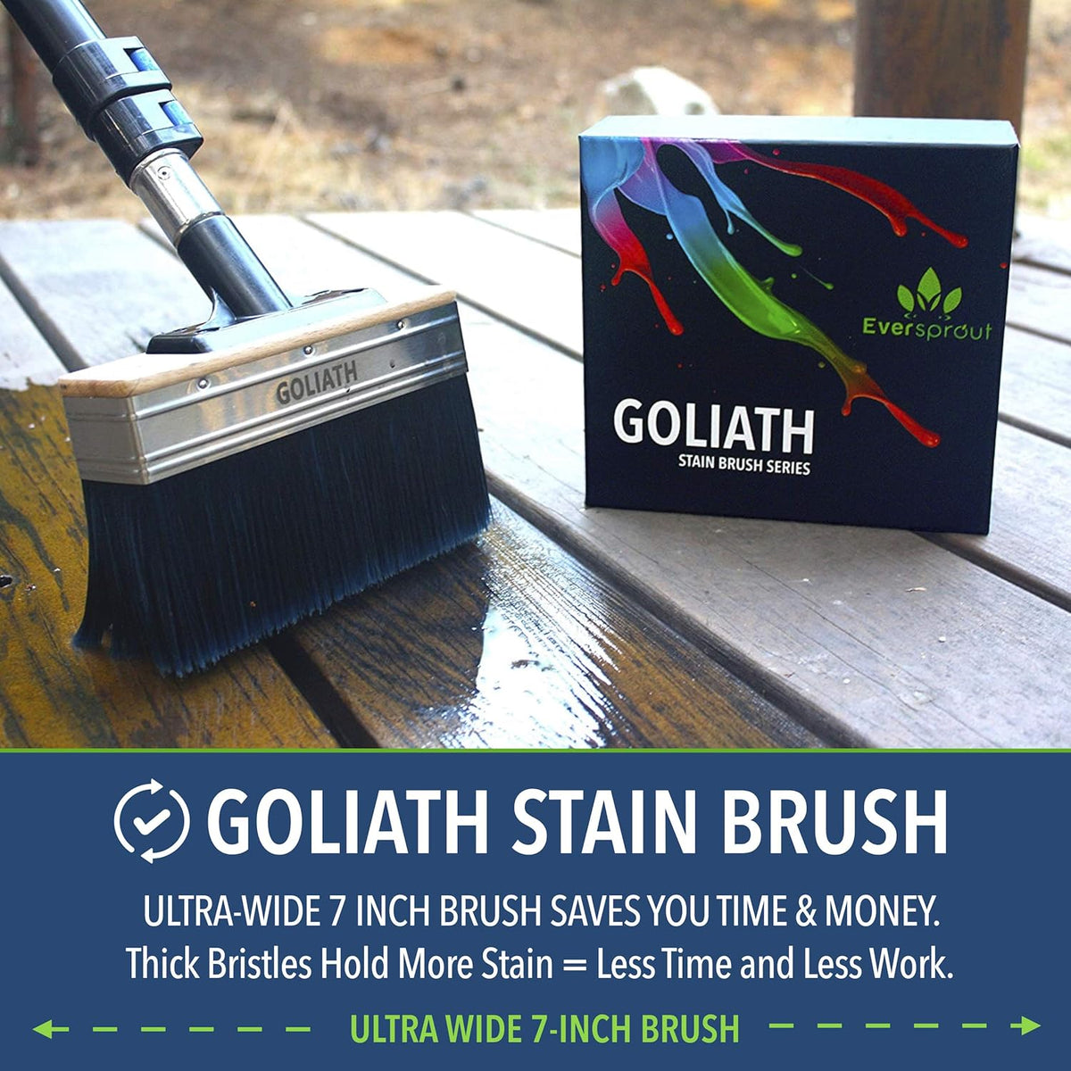 Deck Stain Brush & Extension Pole Combo, 7-Inch, Pack of 2 W335