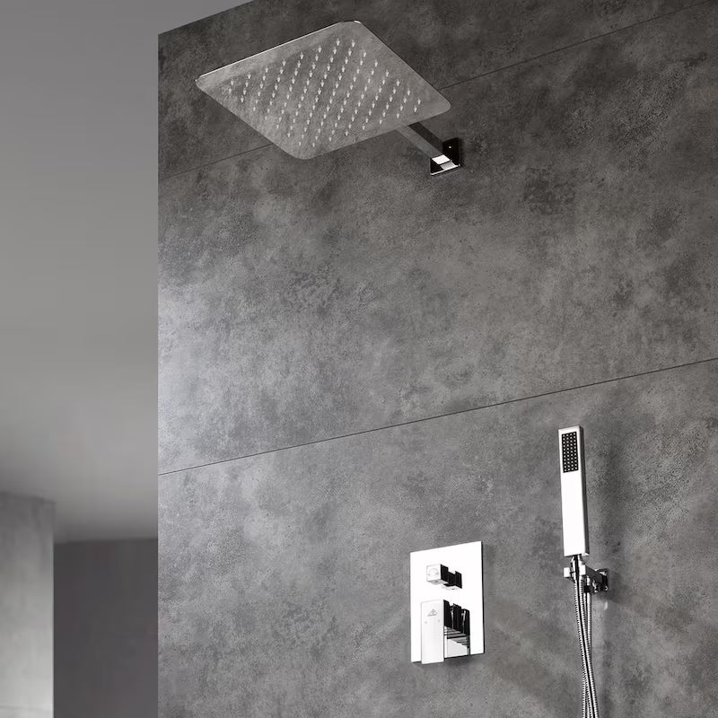 10 in. Wall Mount Dual Shower Heads with Hand Shower Faucet in Chrome G31768