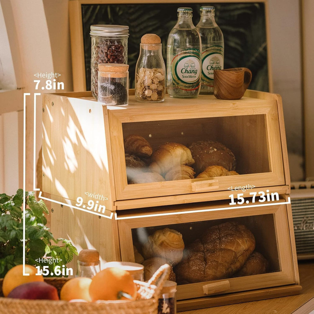 Bamboo Bread Box with Cutting Board W46895