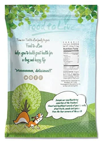 Certified Organic Raw Unsweetened Cacao Powder 16 Pounds P940946