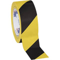 Black/Yellow Striped Vinyl Safety Tape 2" x 36 Yard Roll W85798