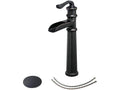 Tall Oil Rubbed Bronze Waterfall Vessel Sink Faucet with Pop Up Drain T877