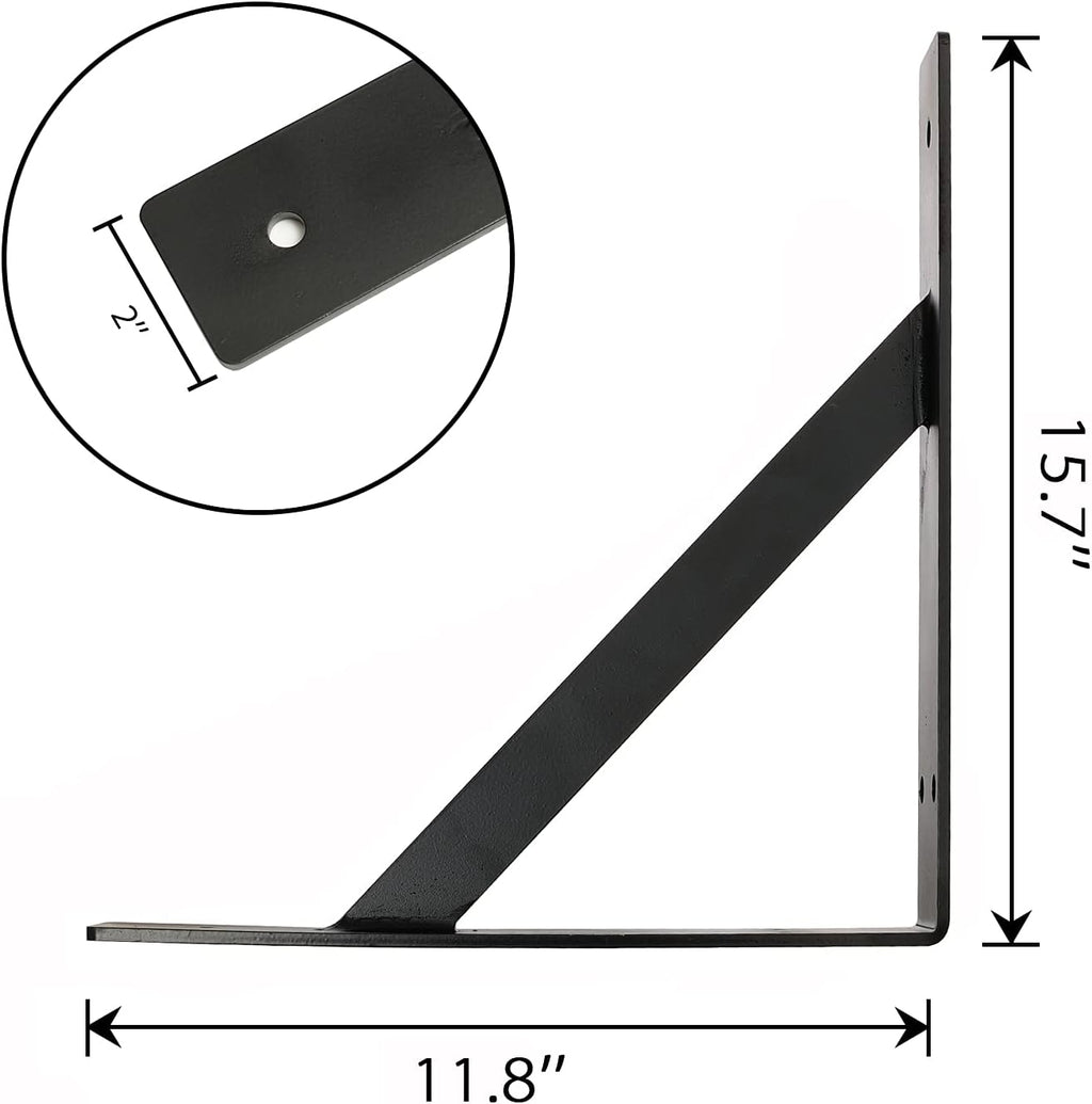16'' x 12'' Black Heavy Duty Shelf Bracket O412