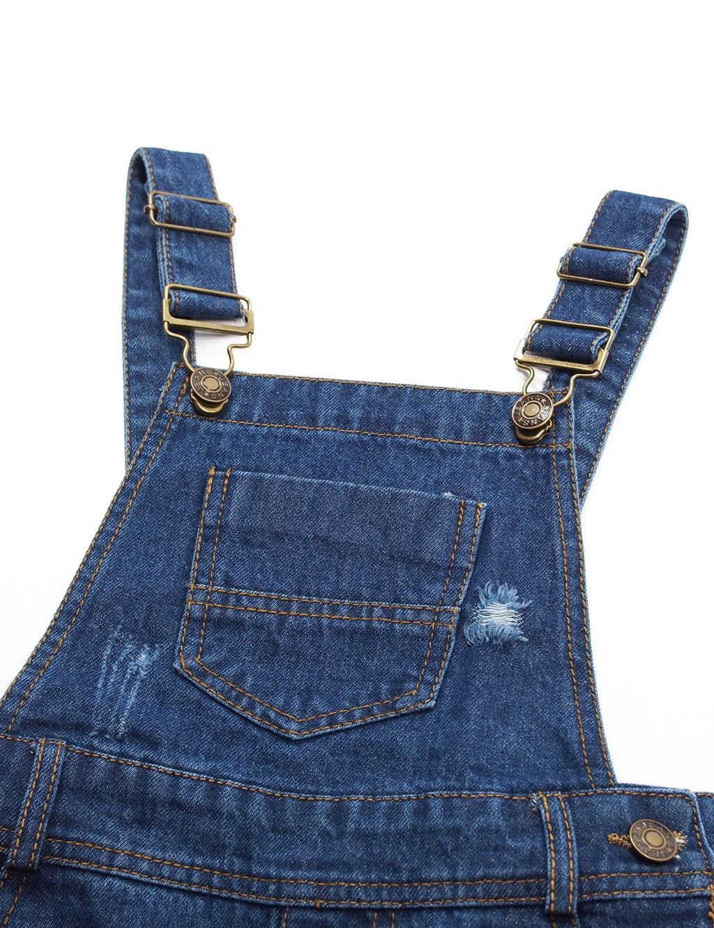 Blue 12T Girls Ripped Jeans Overalls N33335